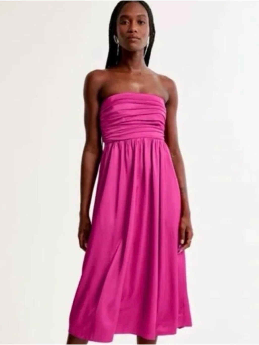 Abercrombie & Fitch Strapless Fuchsia Midi Dress